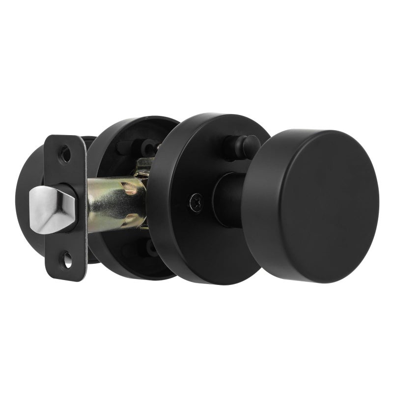 naubea Matte Black Door Knobs Interior Black Privacy Door Knob with Lock, Heavy Duty Round Vintage Door Handle for Bedroom Bathroom - Image 1